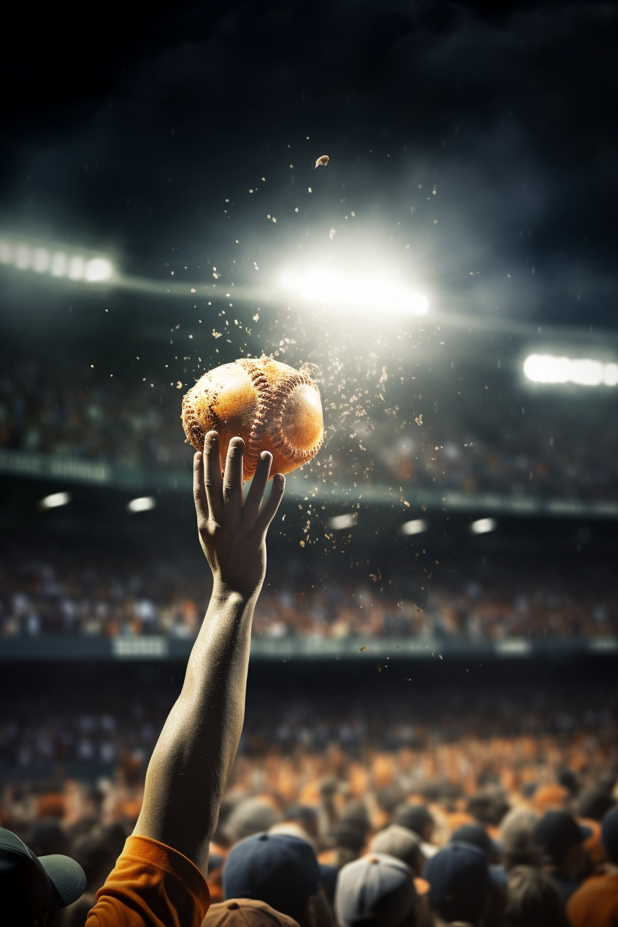 Close-up of baseball glove catching ball