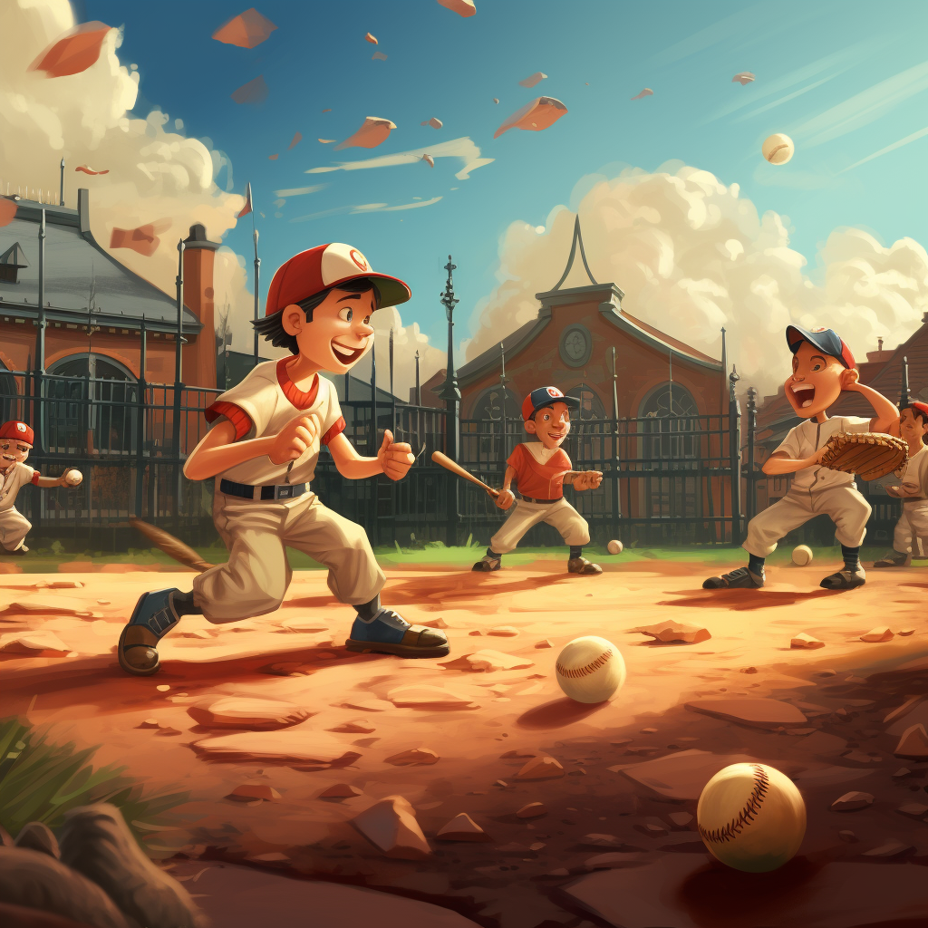 Cartoon Baseball Practice Illustration