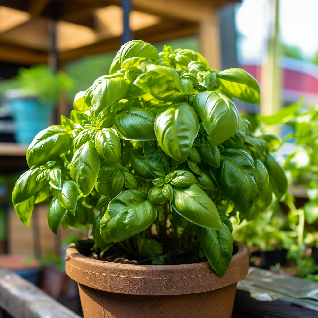 Basil plant in pot