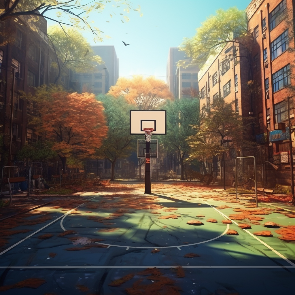 Basketball court without lines and basket