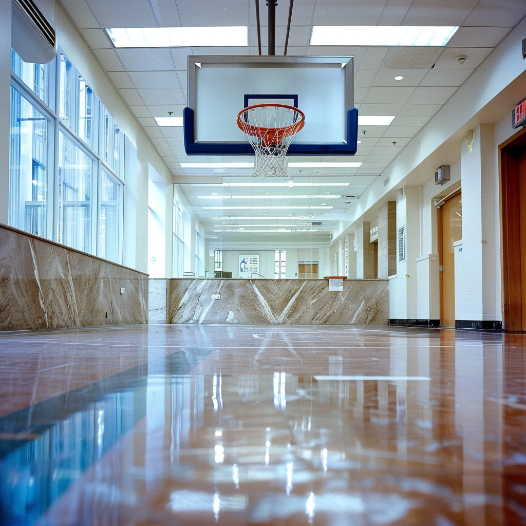 Basketball hoop in bank