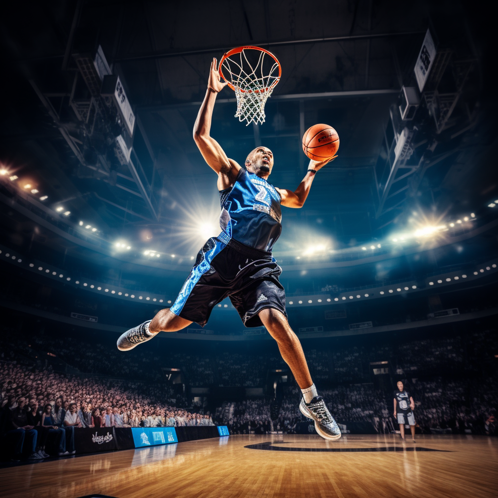 Basketball player performing a lay-up