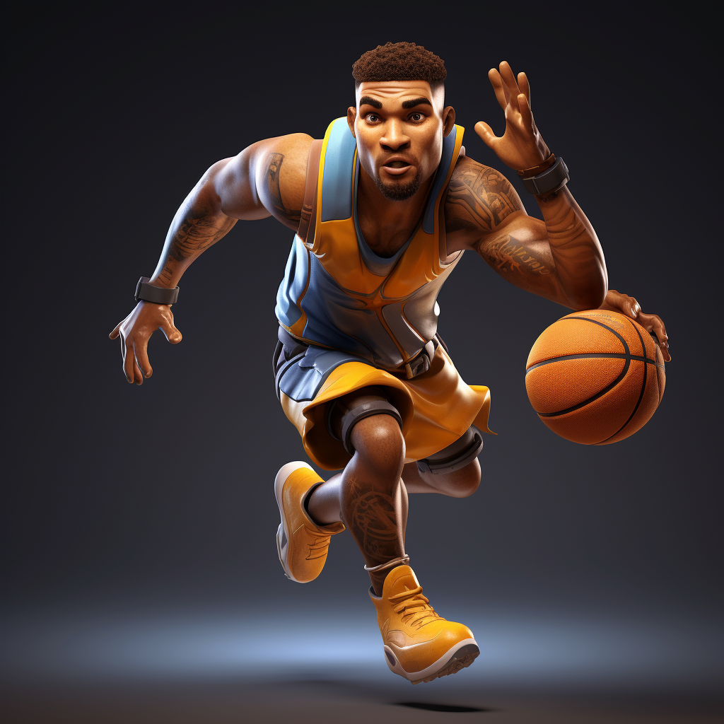 3D basketball player running