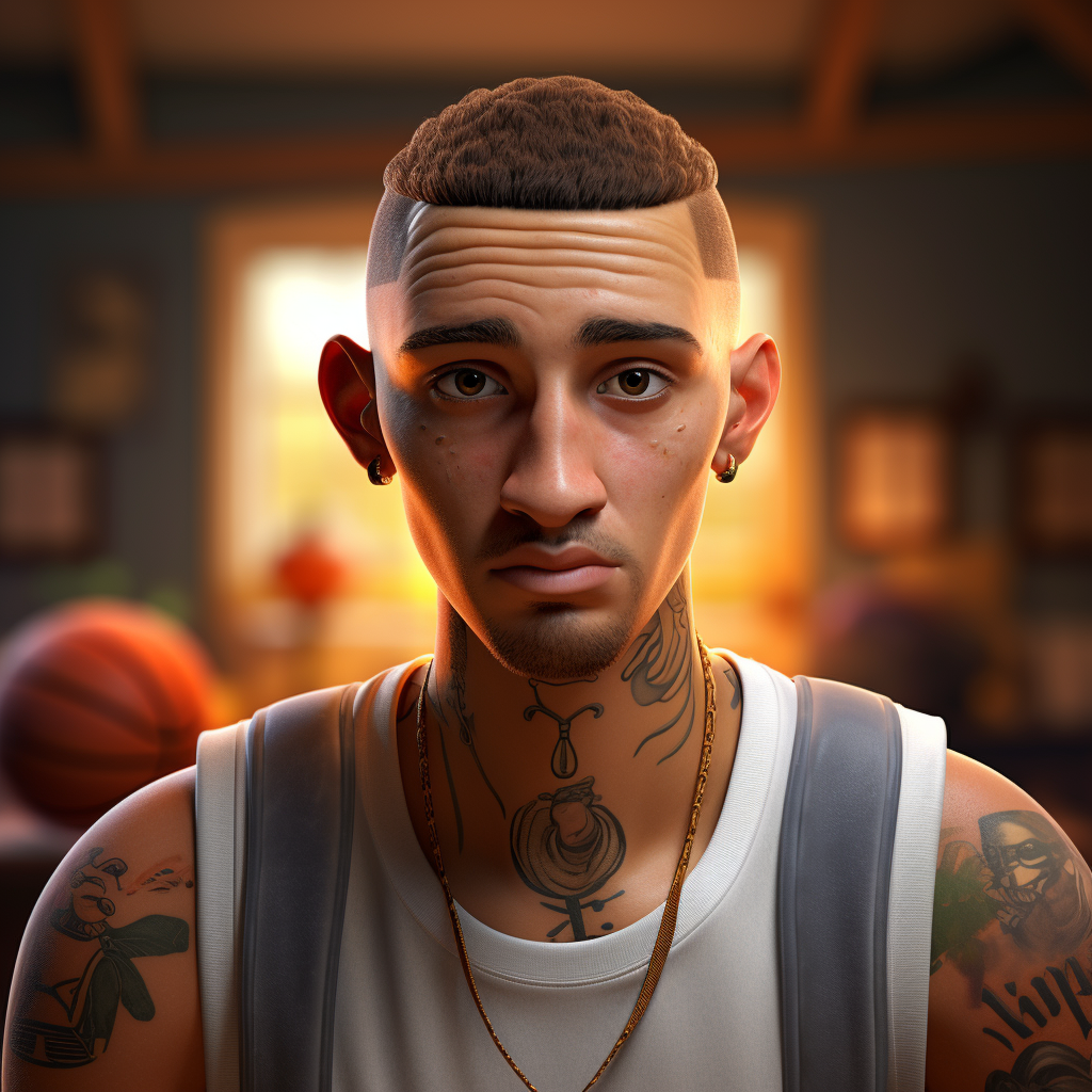 Cartoon basketball player Scoot Henderson in realistic style