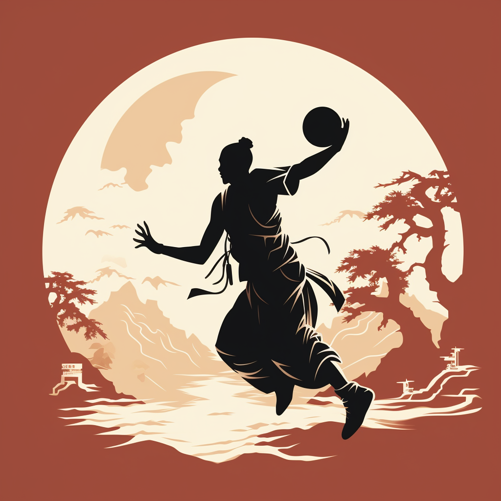 Basketball player performing Chinese shadow puppets