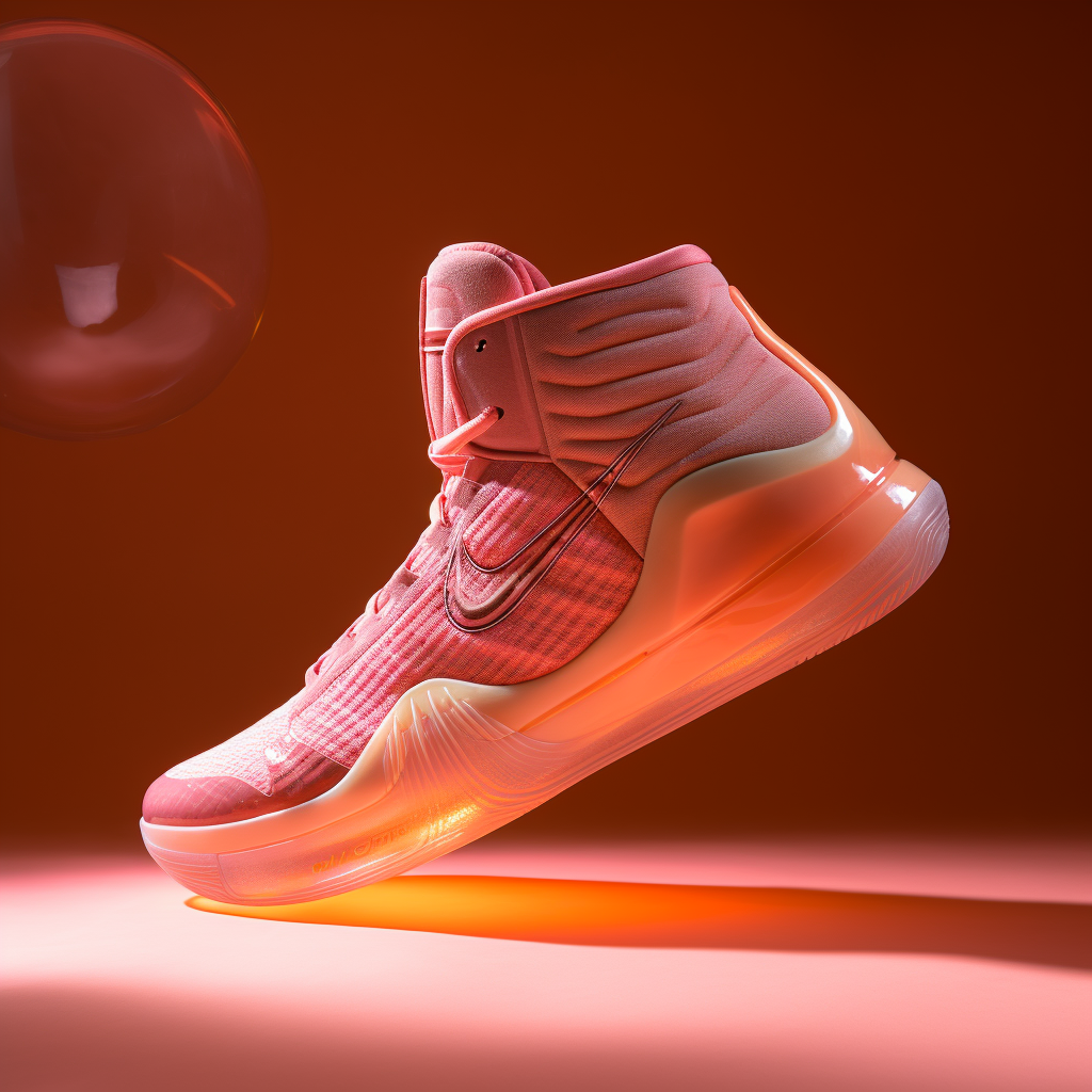 Stylish basketball shoe on peach backdrop