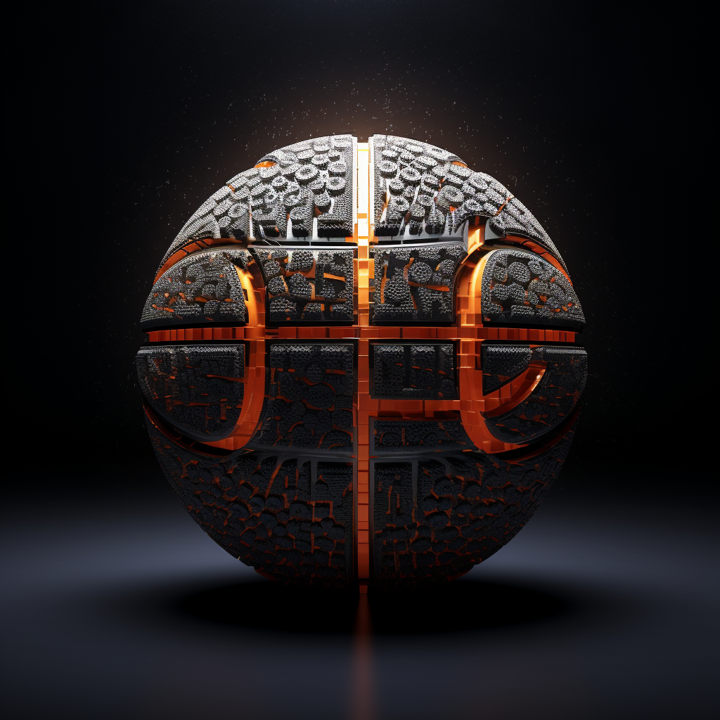 3D ball text on basketball texture