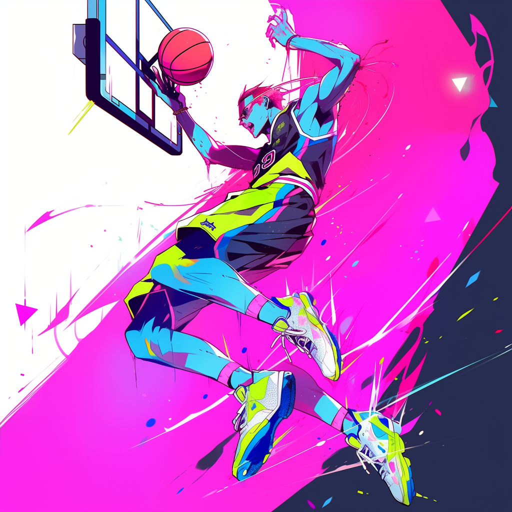 Basketball player executing a layup shot