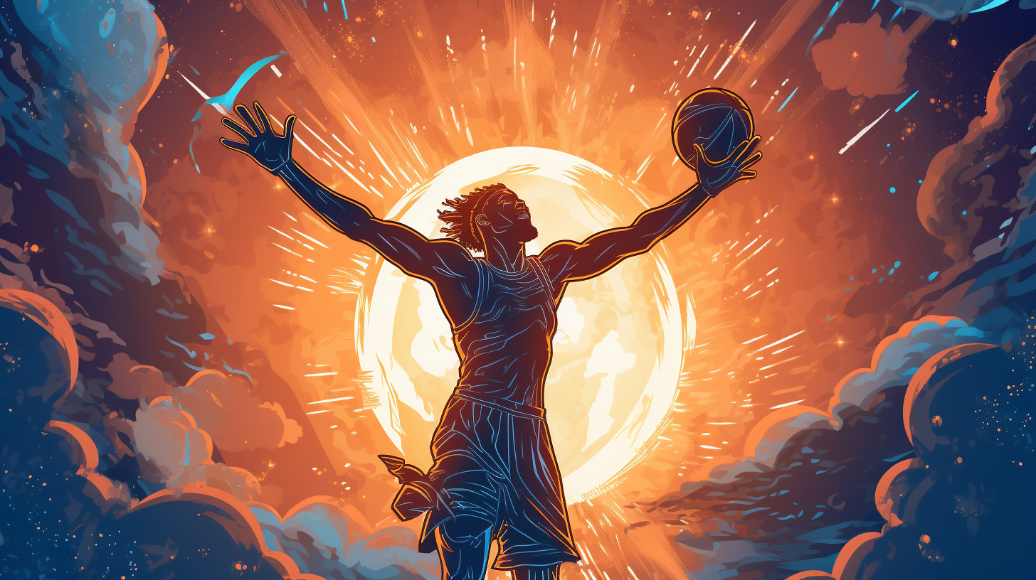 Illustration of basketball in blue palette