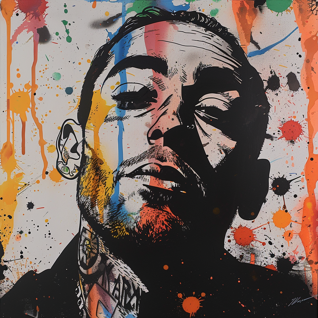 Contemporary artwork Mac Miller paint splatters