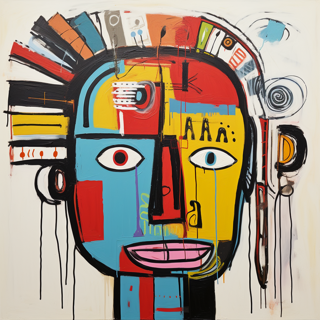 Colorful Basquiat-style brain art