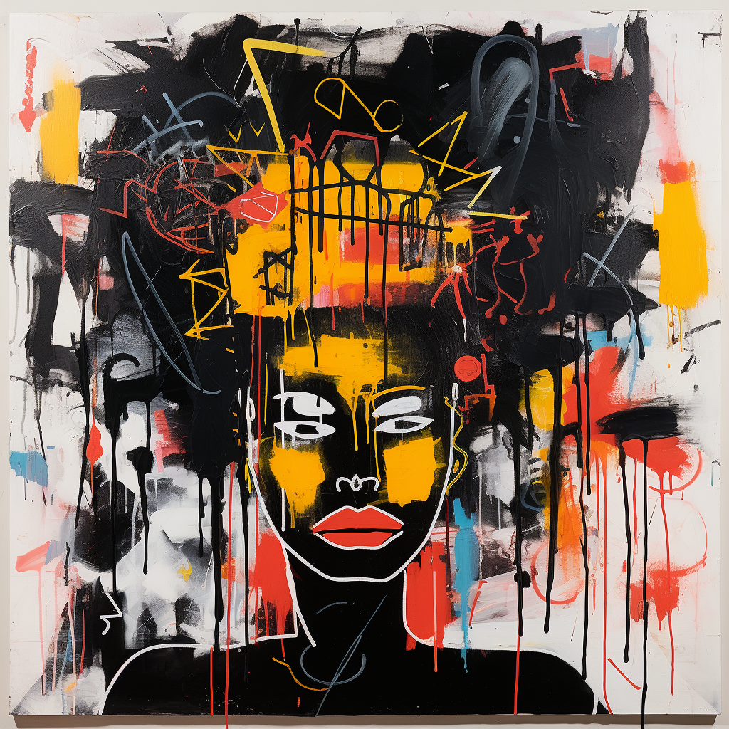 Basquiat-style black princess with afro artwork