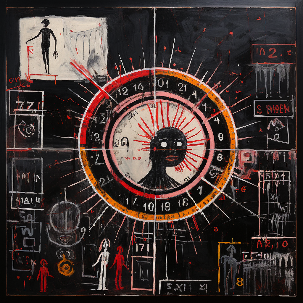 Basquiat-inspired calendar tragedy painting