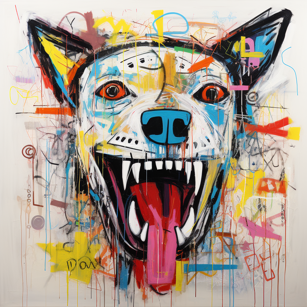 Expressionist portrait of Basquiat's dog