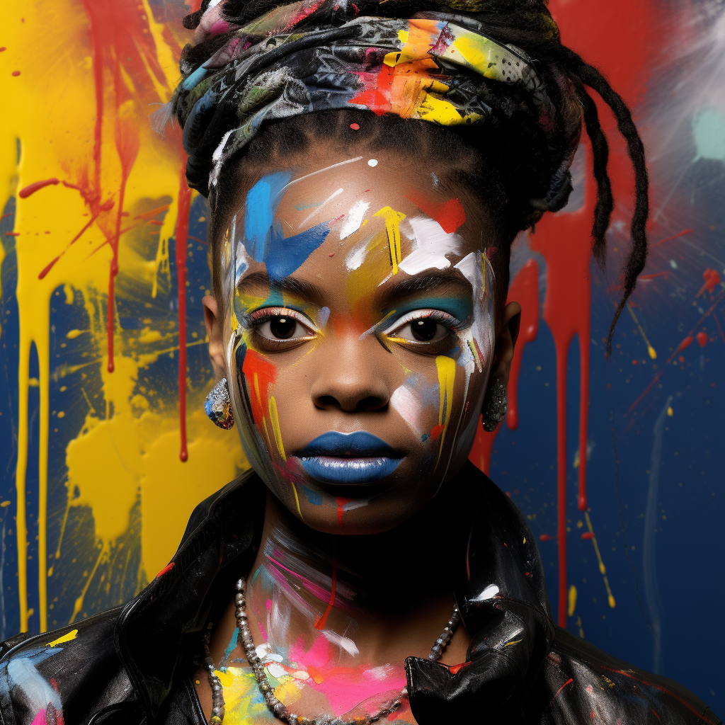 Colorful Basquiat Style Paint Girl