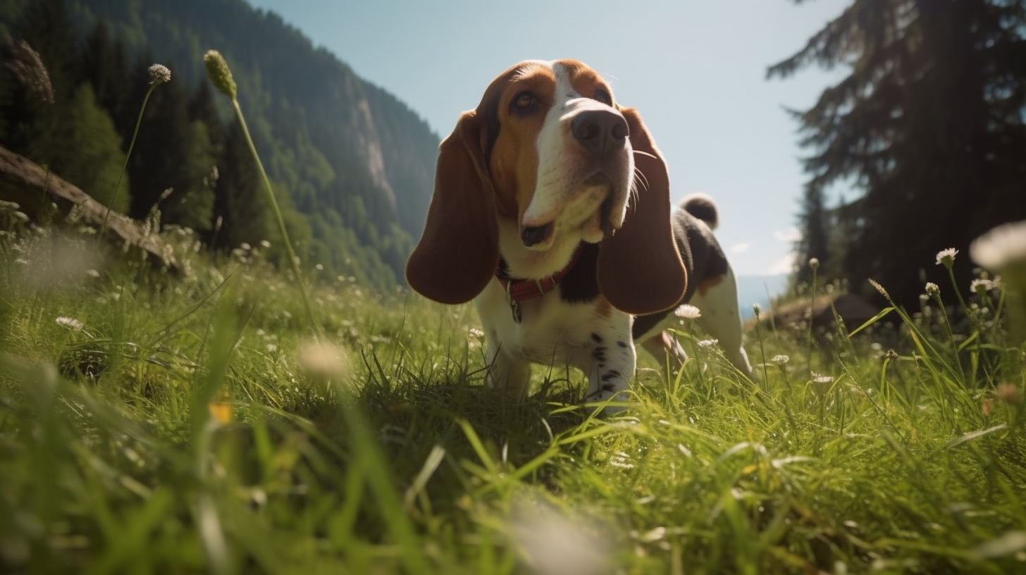 Basset Hound hunting in German Alps