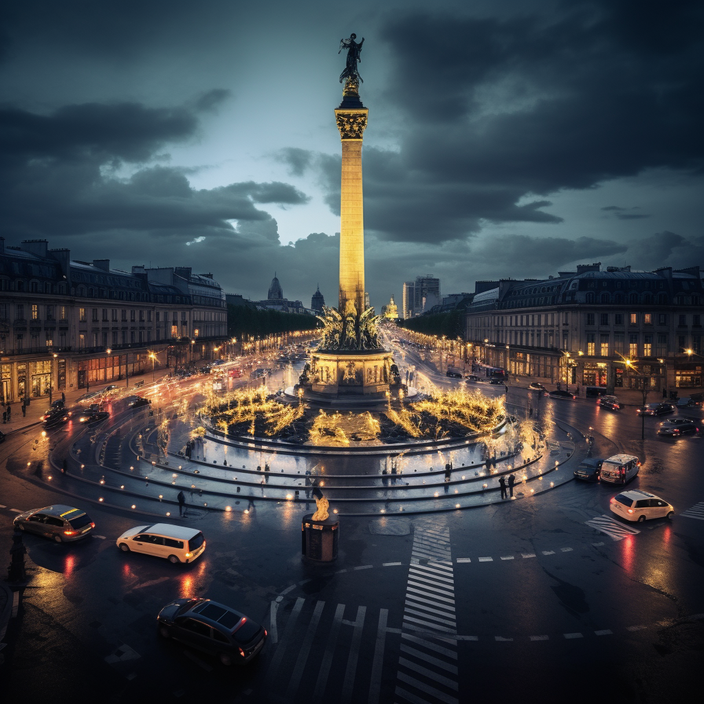 Beautiful view of Place de la Bastille