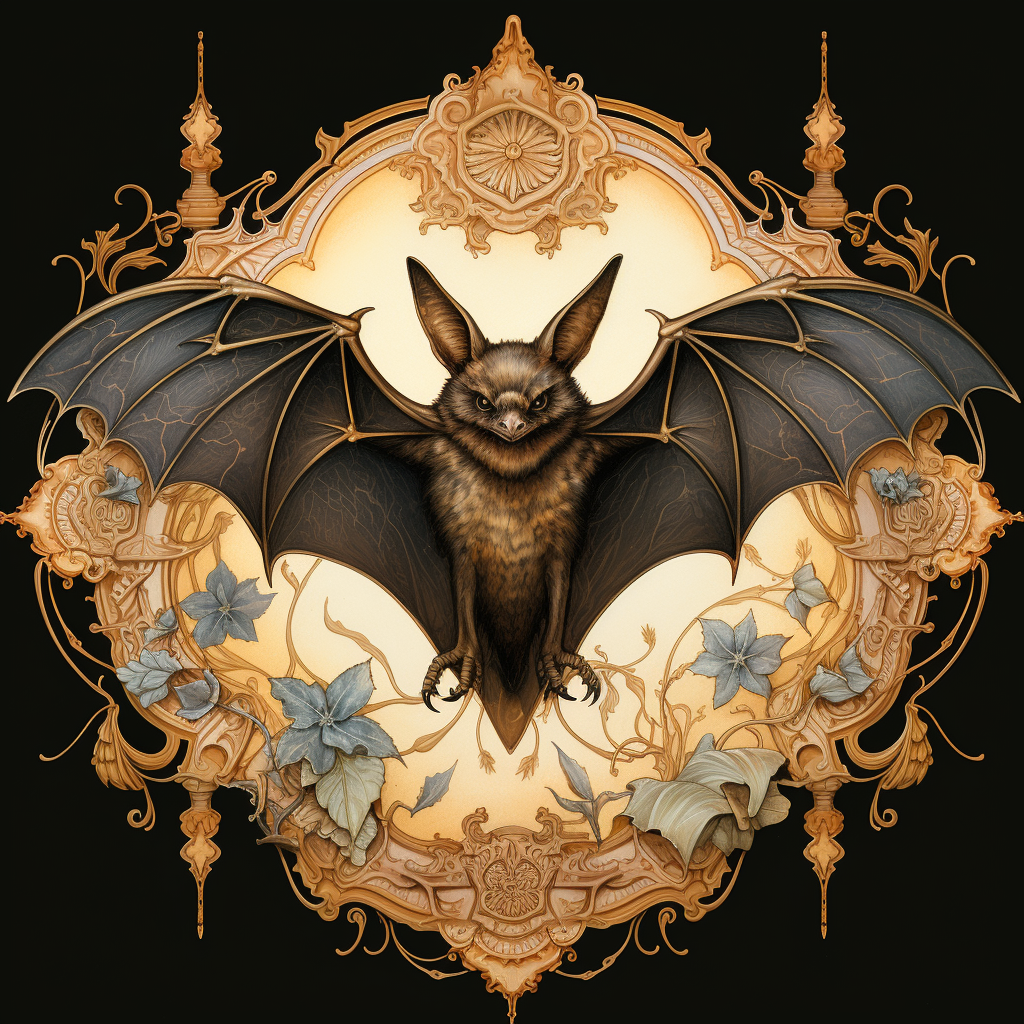 Black bat emblem in heraldry