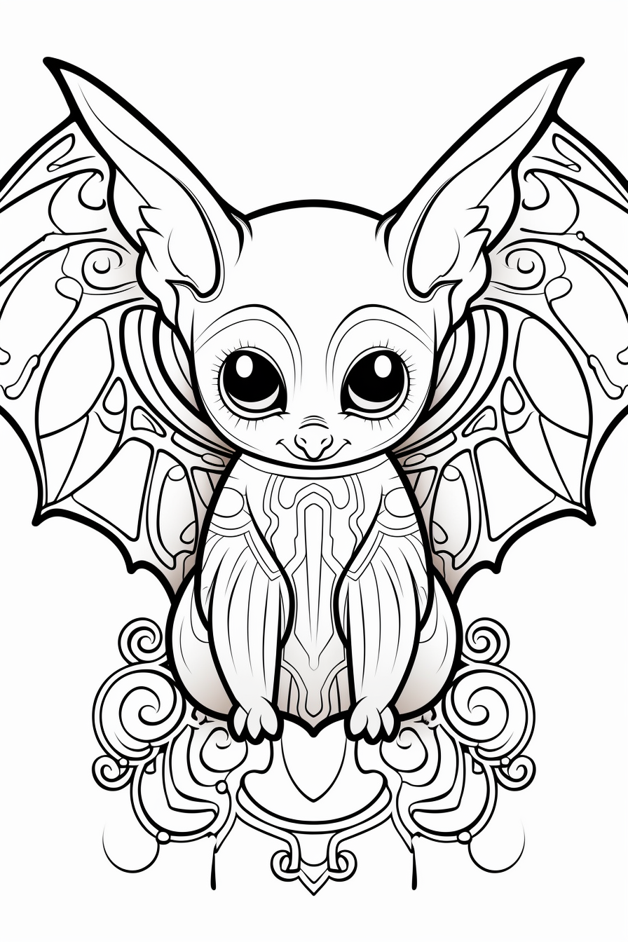 Bat Mandala with Kawaii Eyes