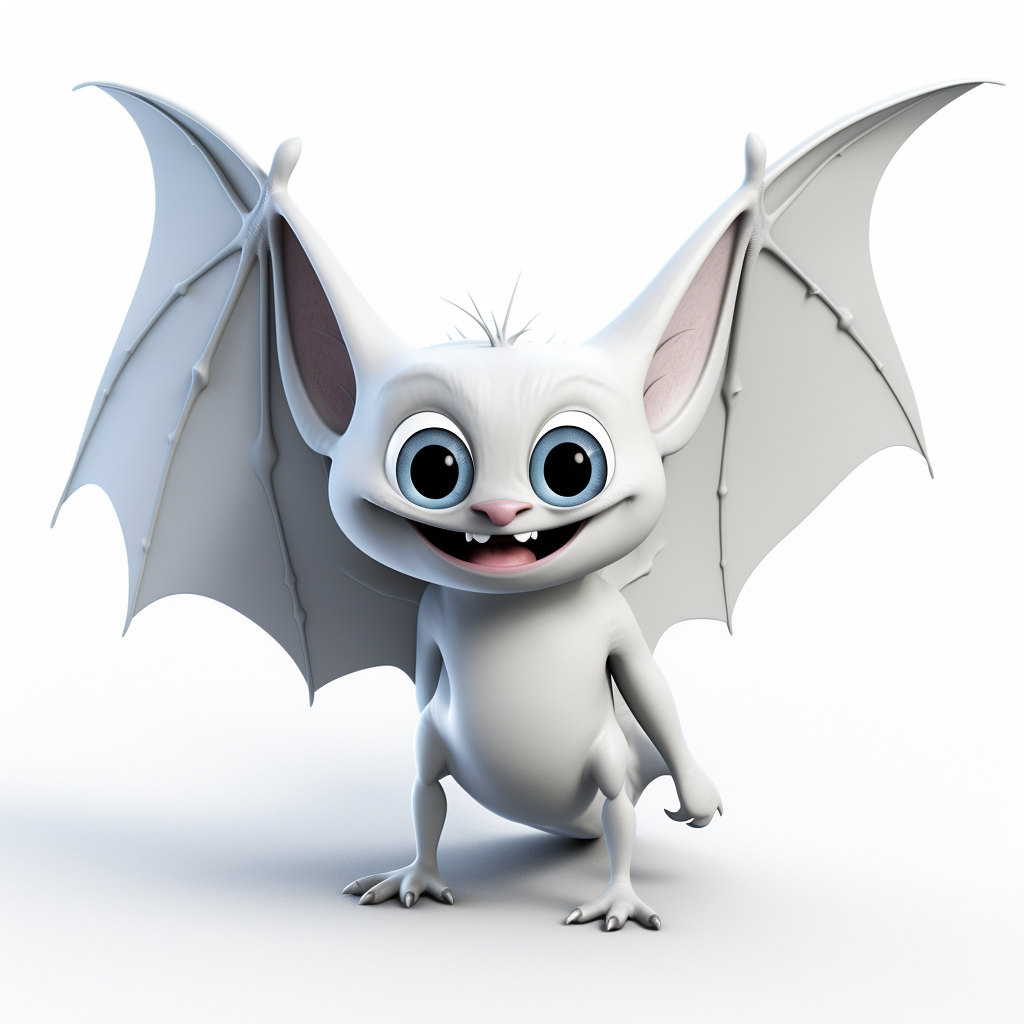 Cute cartoon bat on white background