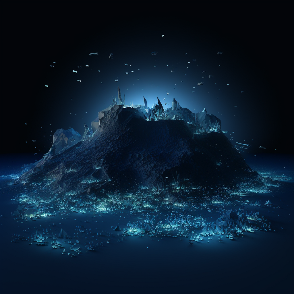 Low poly rendering of the mysterious bathypelagic zone