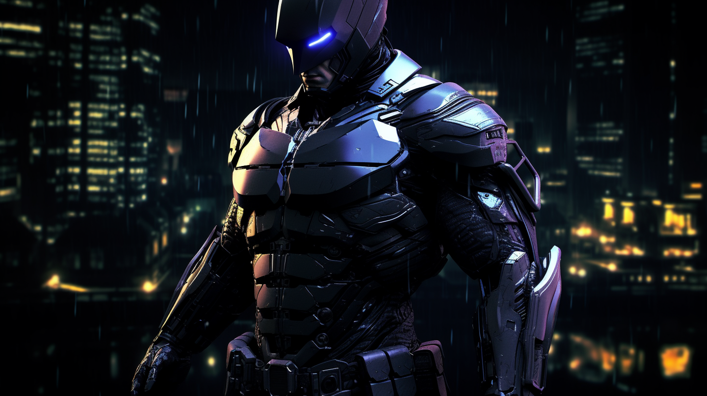 Batman cyberpunk robot in night city