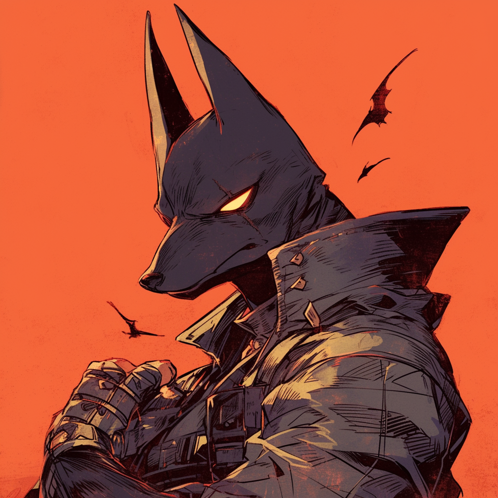 Batman wearing a Kitsune mask