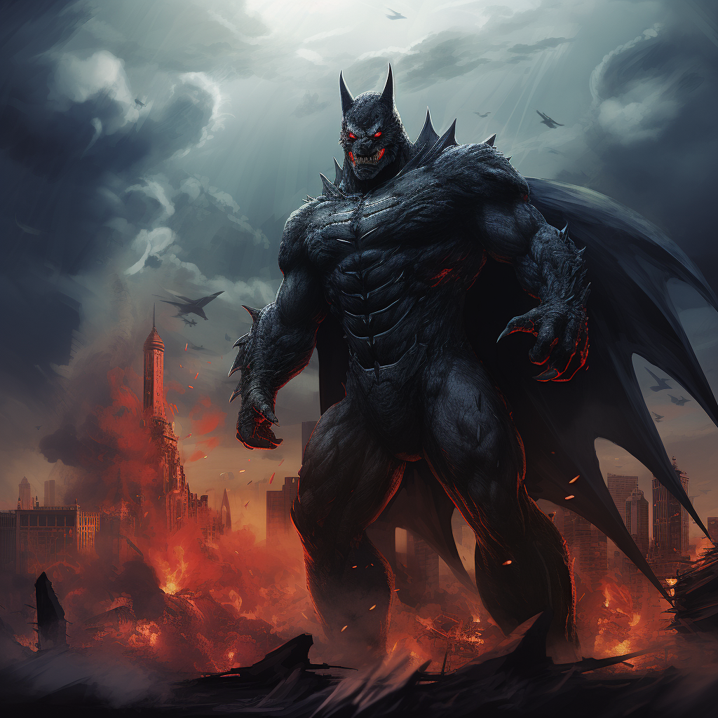 Batman demolishes city as Godzilla