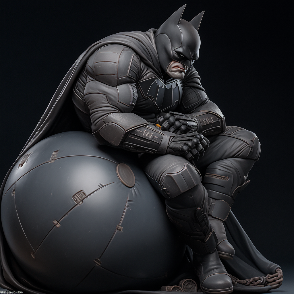 Batman on inflatable ball in digital artwork