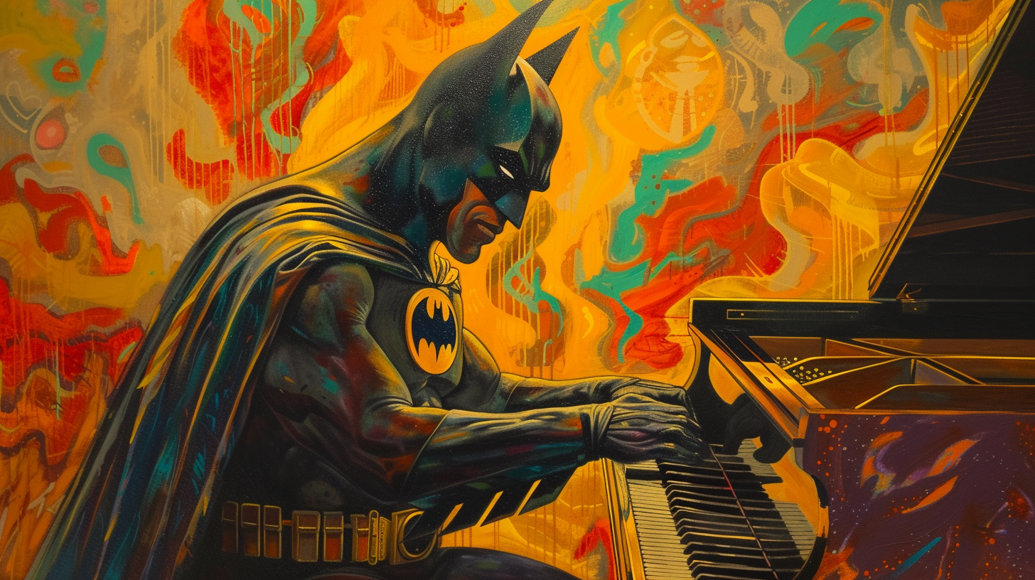 Batman playing piano, African American