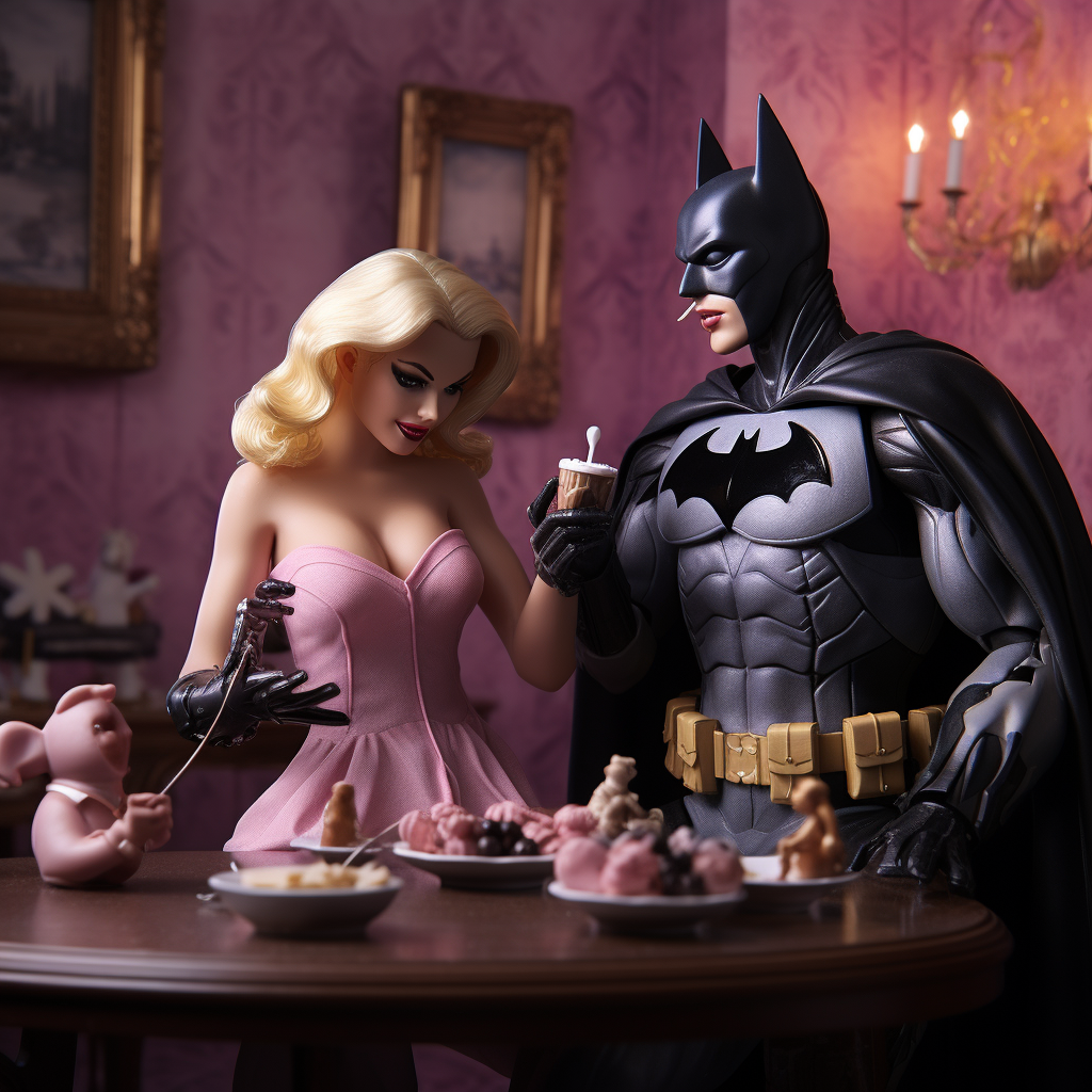 Batman and Barbie having fun together