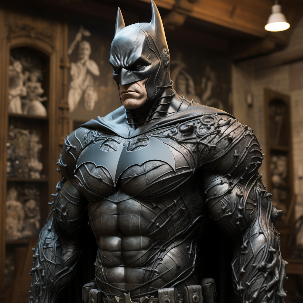 Batman statue with tattoos