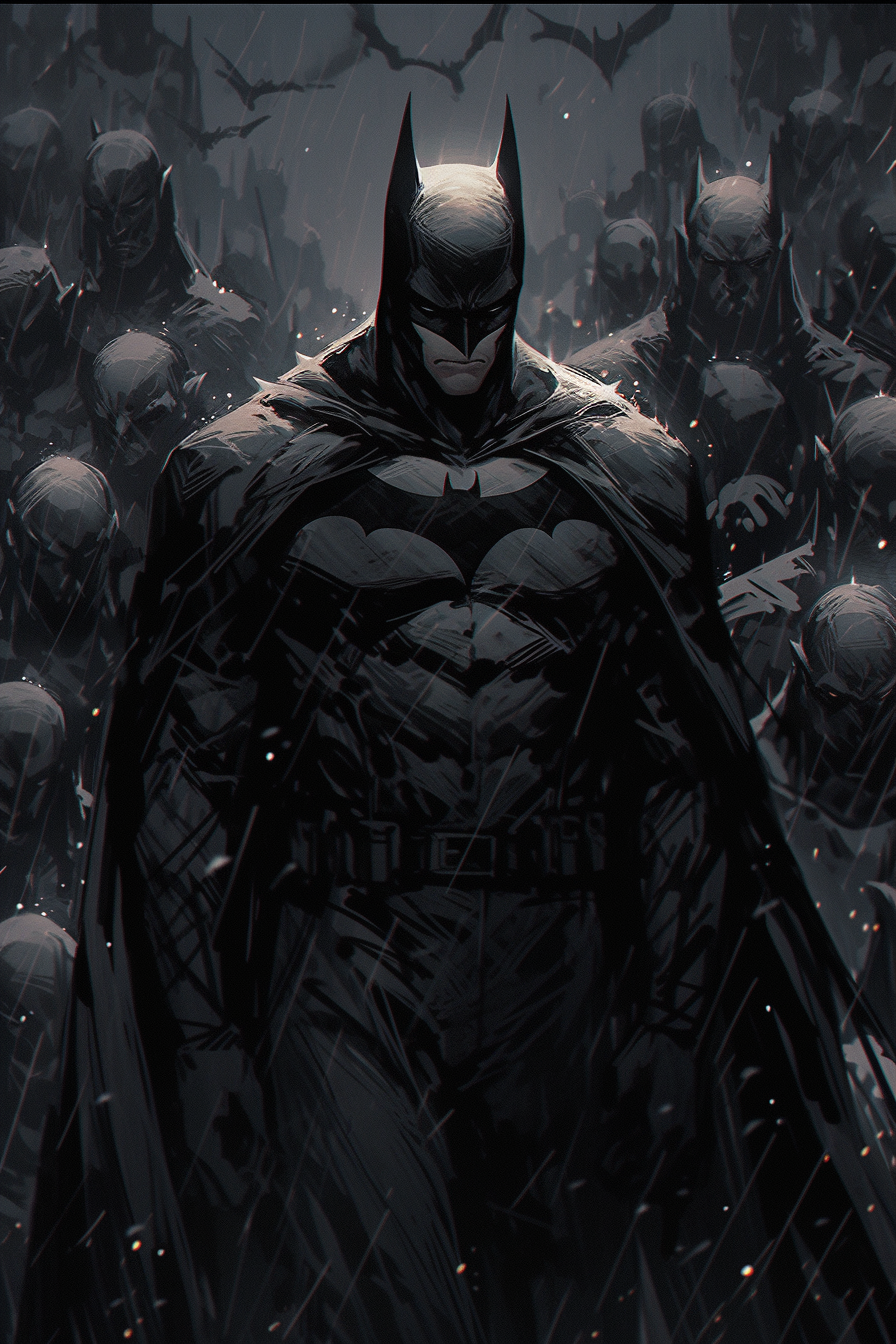 Batman with Bats in Shadow