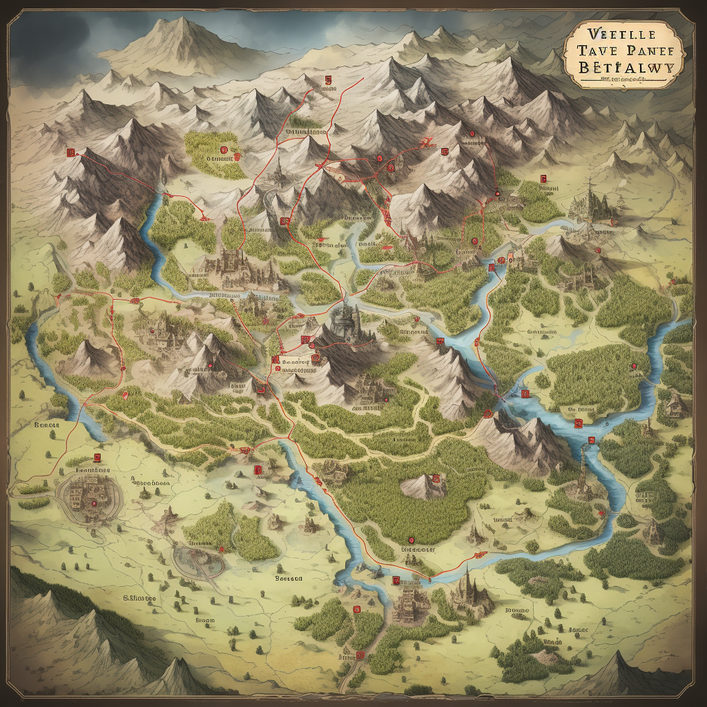 A detailed battle map of a medieval fantasy world