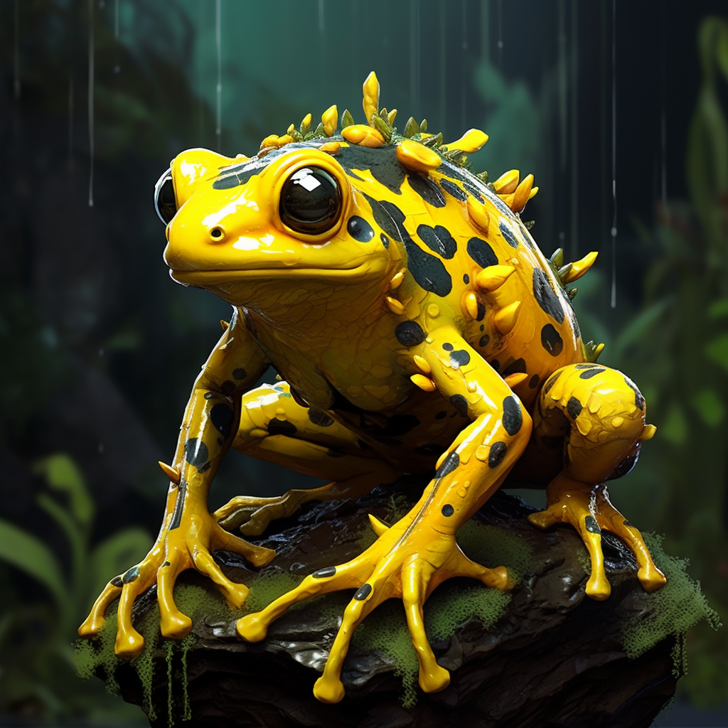 Yellow poison dart frog inspired by Battletoads