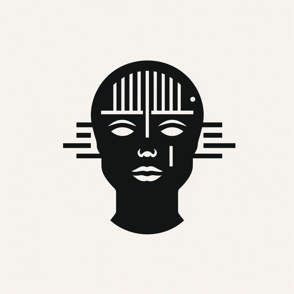 Simple Bauhaus human head with healing and focus elements