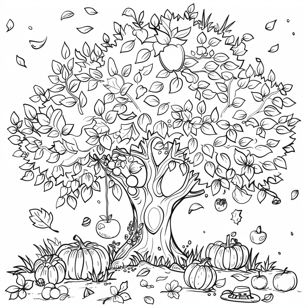 Tree Coloring Page for Kids