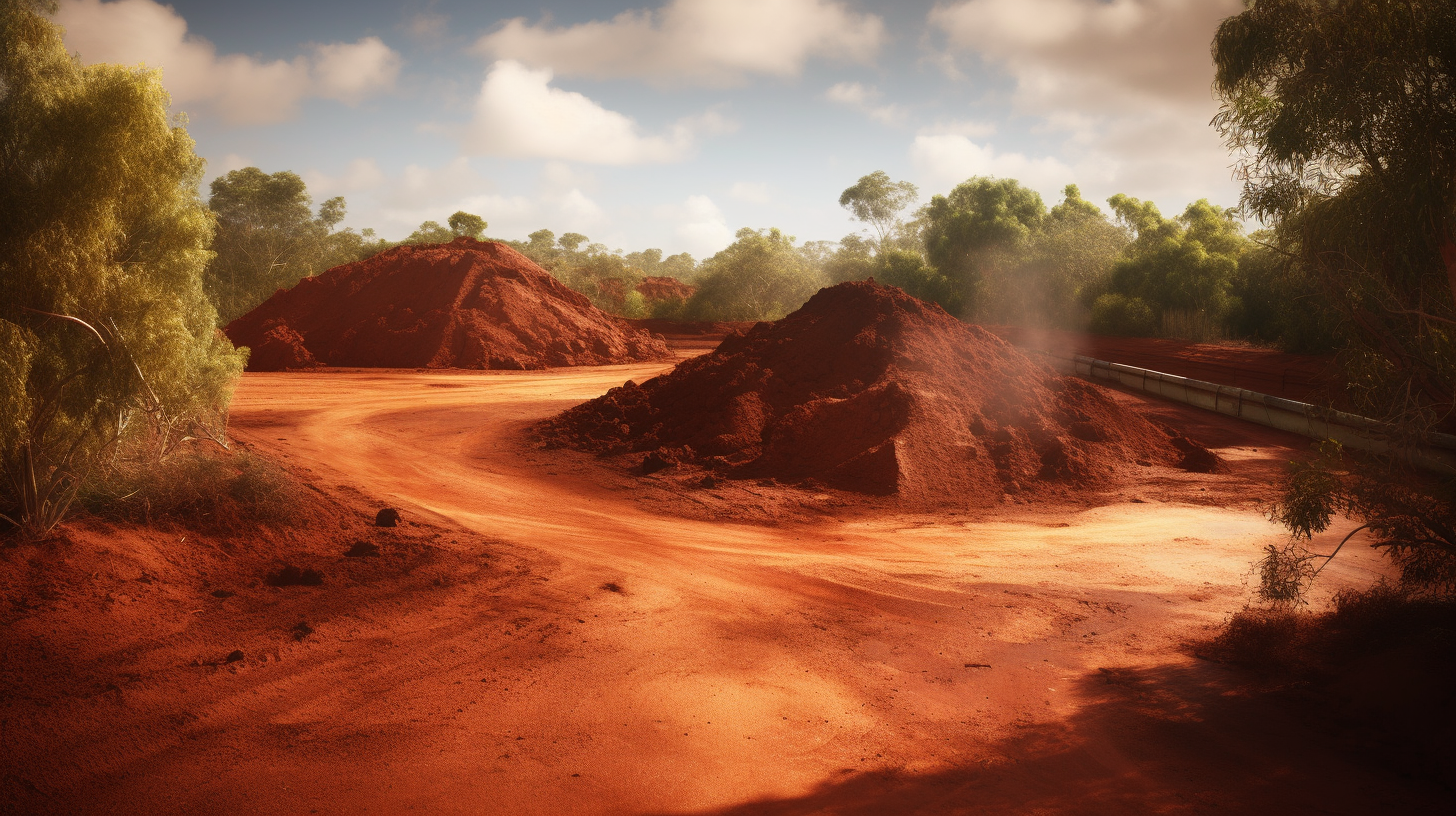 Photorealistic image of bauxite mine