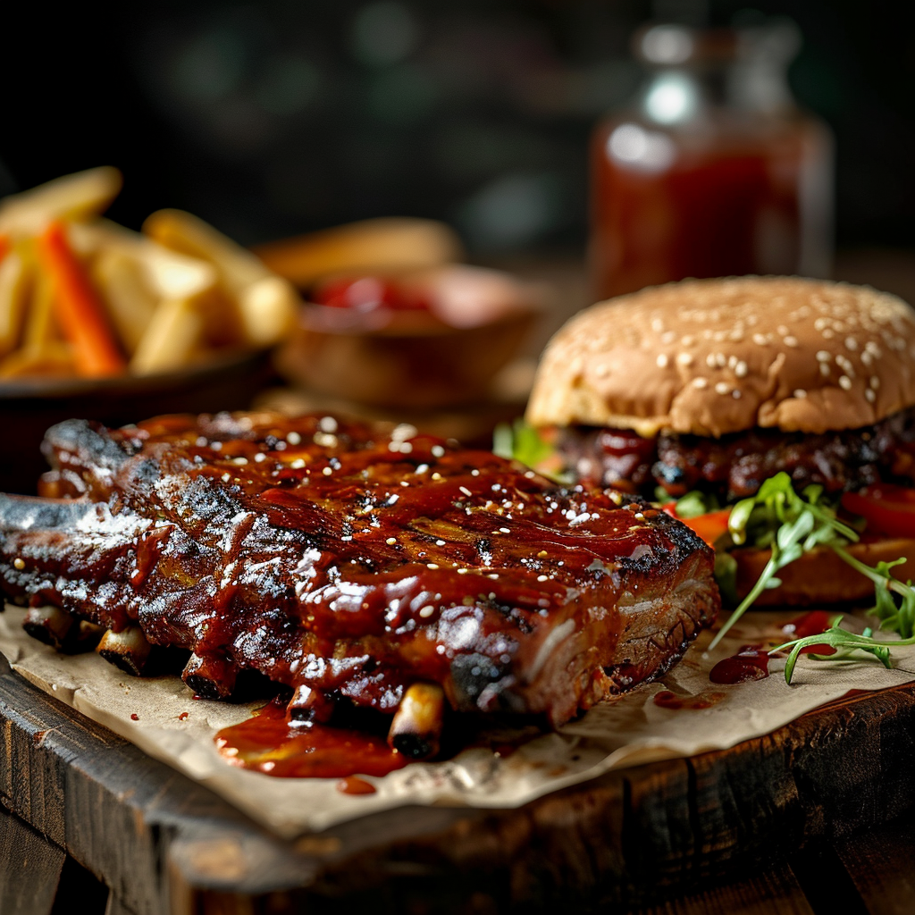 Tasty BBQ Rib and Hamburger Combo