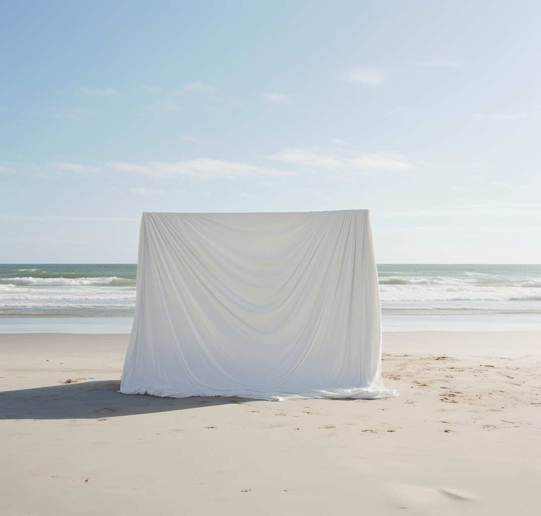 Beautiful beach blanket on white background