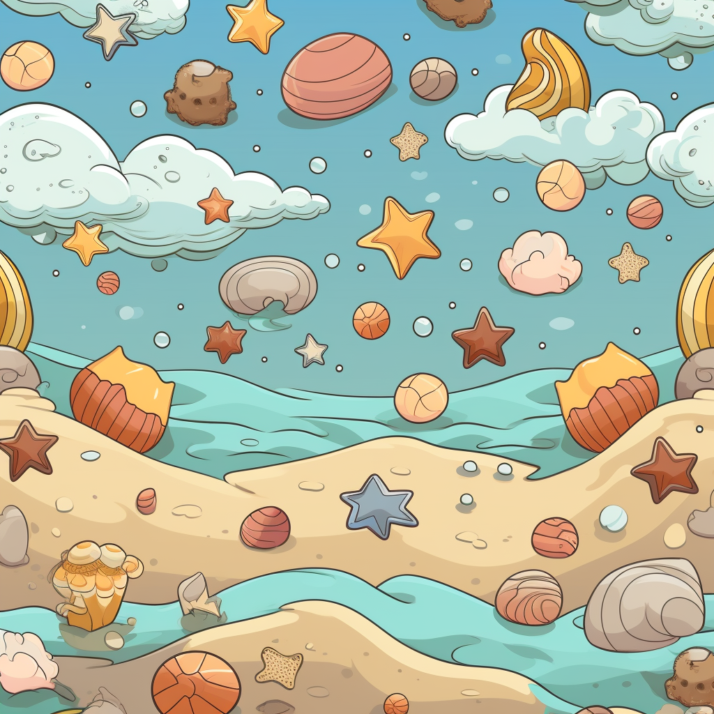 Fun beach cartoon pattern