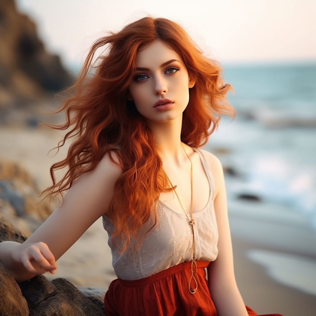 Stunning girl posing on the beach