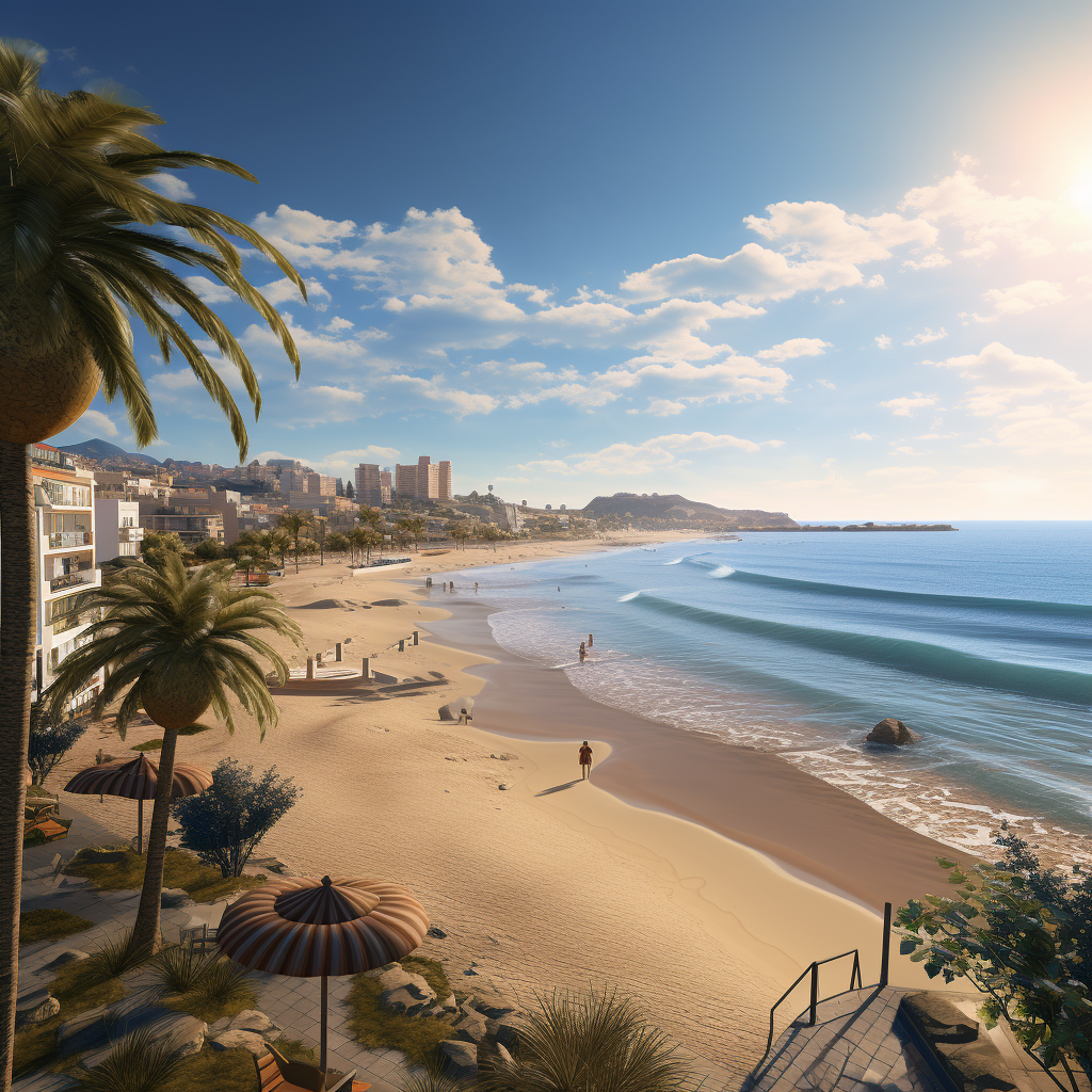 Relaxing beach hotel view in Spain