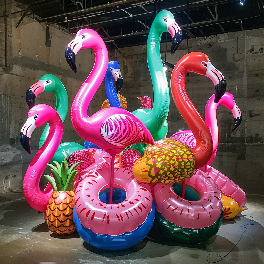 Vibrant beach inflatable sculpture art