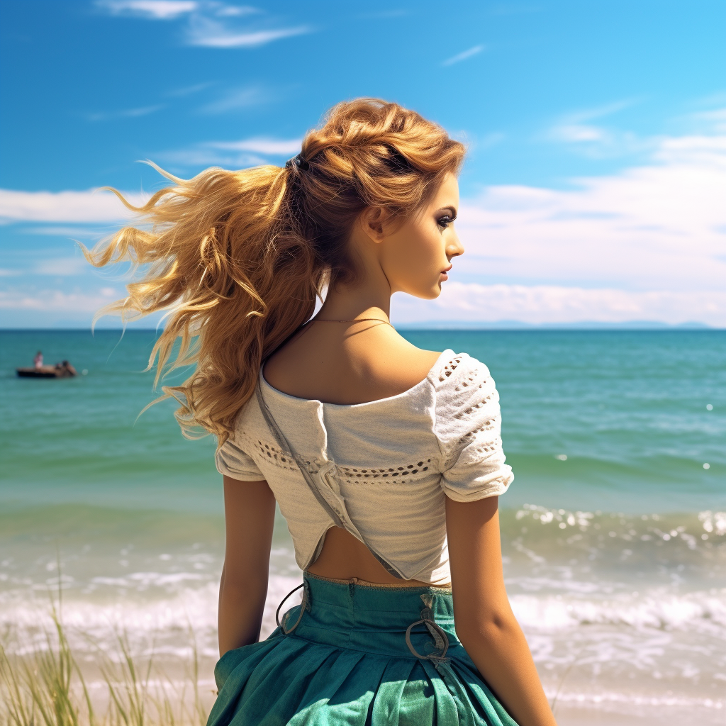 Pretty Instagram model enjoying beach view