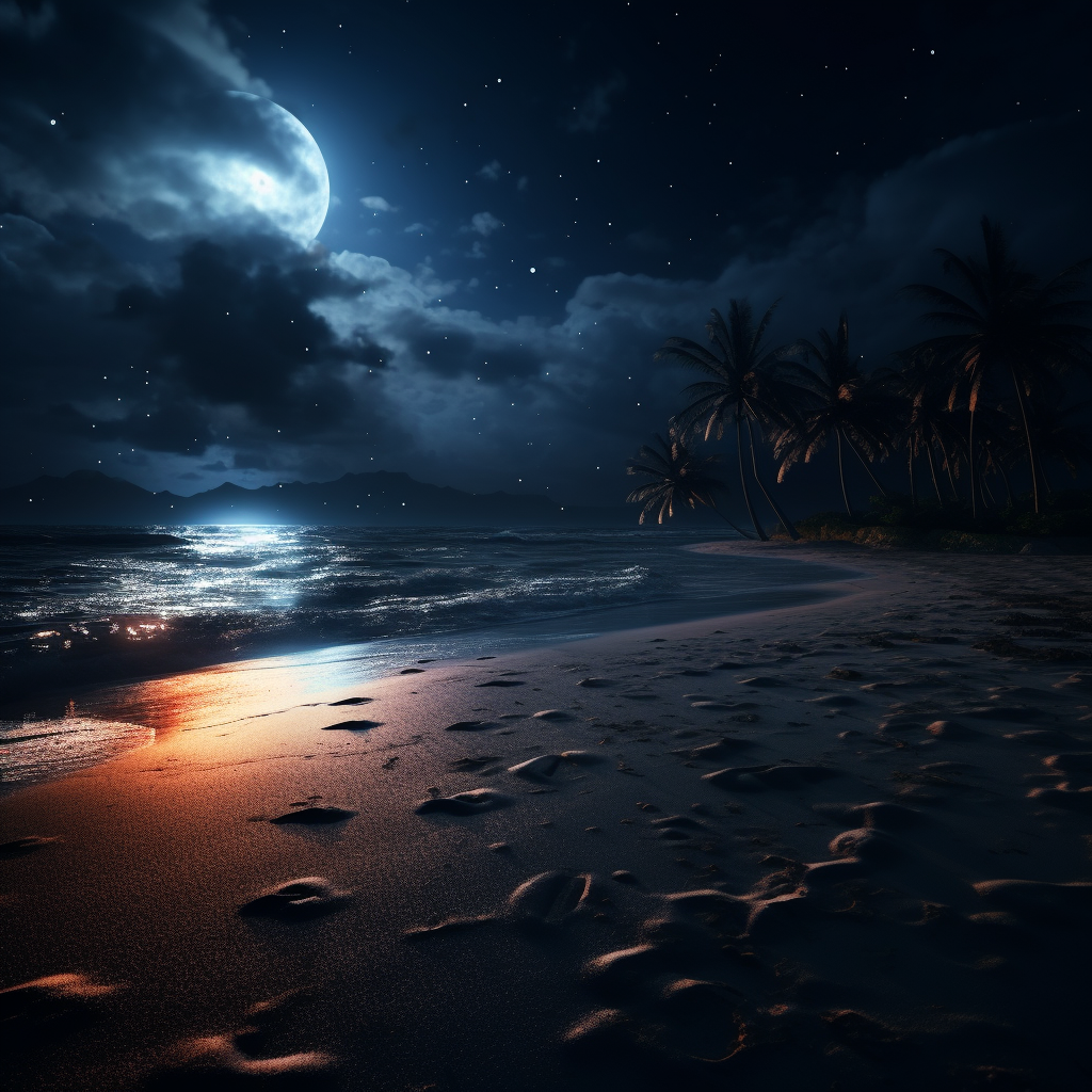 Nighttime Ocean at Beach