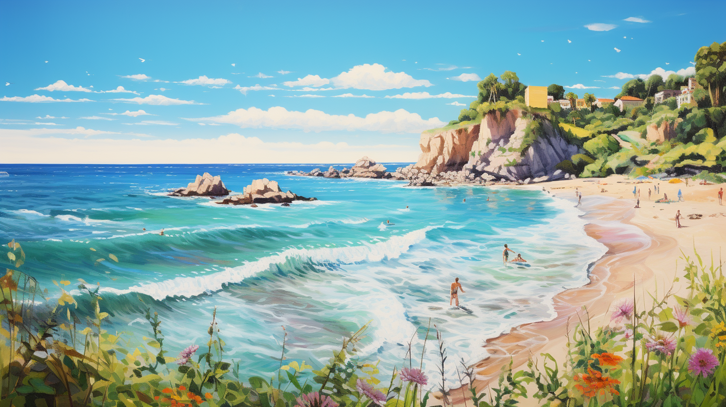 Serene beach painting artwork