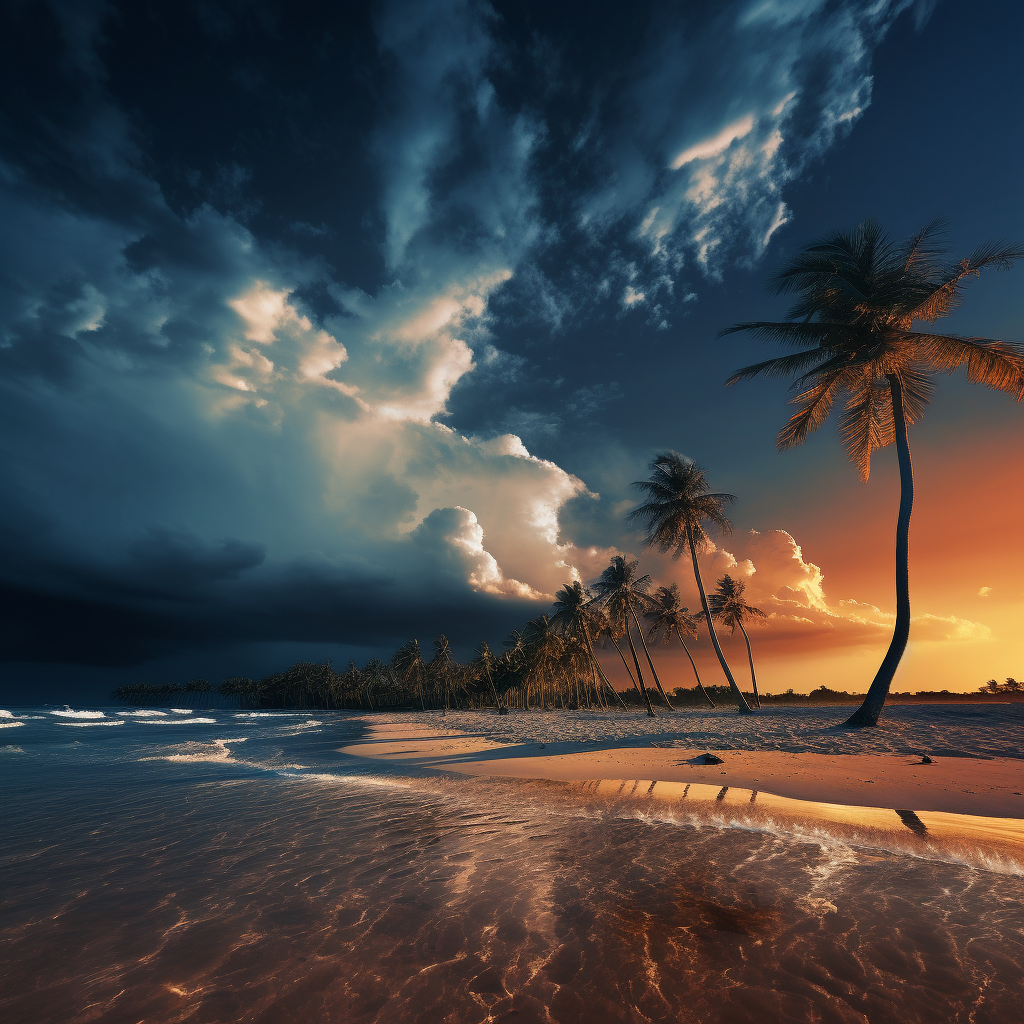 Scenic Beach with Palm Trees