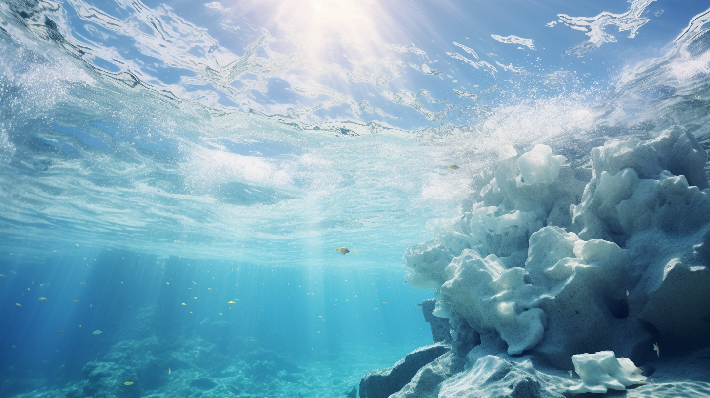 Beautiful beach reef with ocean icebergs