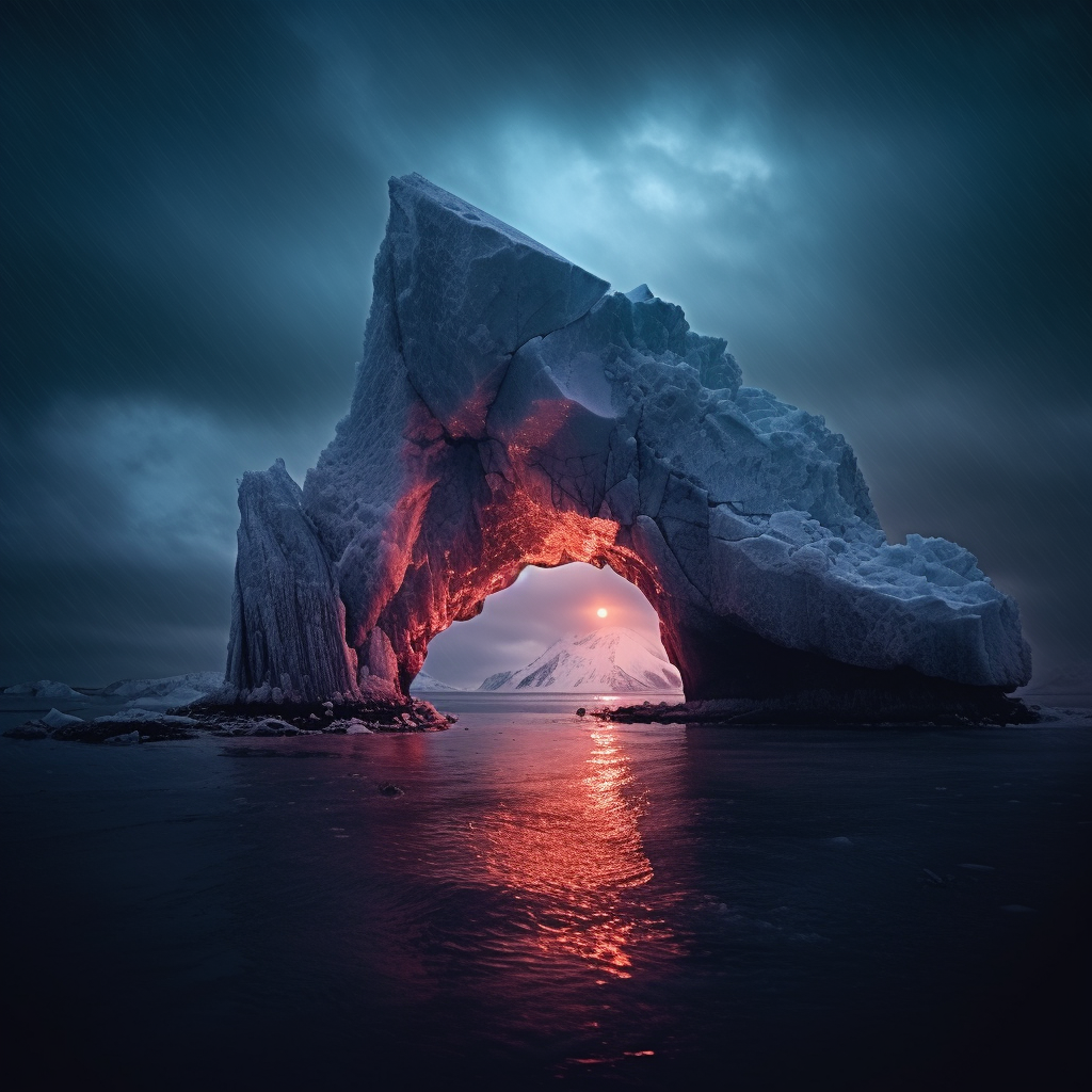 Mesmerizing Beach Reef Ocean Icebergs Scene